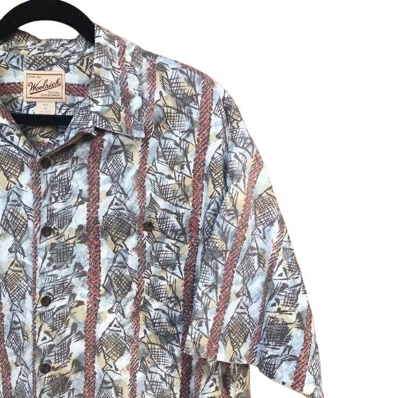 Woolrich Outdoor Wear Fish Shirt Hawaiian Style Vintage Oxford Shirt Size XL - Picture 4 of 8